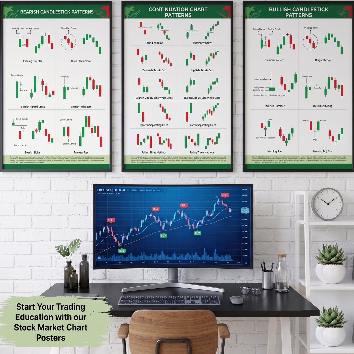 Classic Chart Patterns - Set of 6 Sheets | Trading & Finance Posters for Investors & Traders